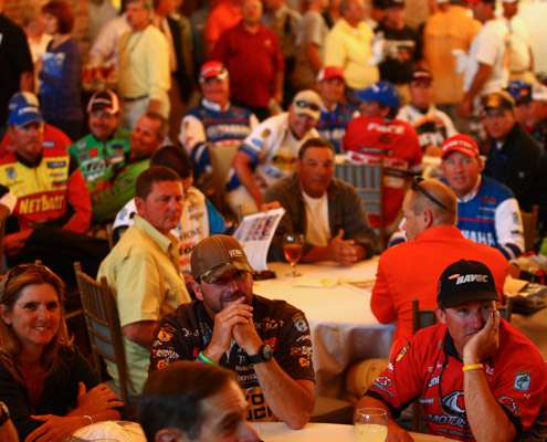 Anglers gather for the meeting in La Grange, Ga., before the tournament on West Point Lake begins Thursday.