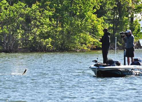 <p>
	Ashley looks to round out his limit midway through the day on Lake Murray.</p>
