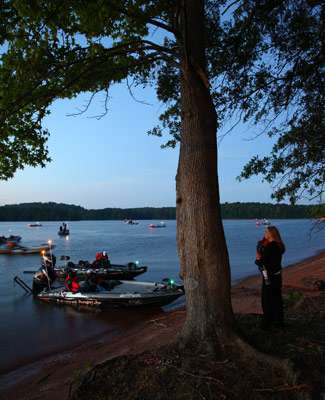 <p>
	Julie Roumbanis waits to see Fred launch his boat on Thursday.</p>

