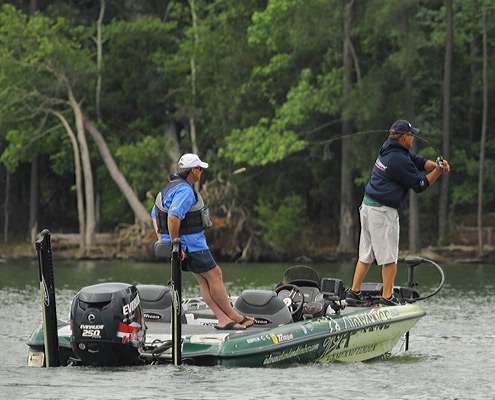<p>
	Local favorite Davy Hite slings a bait out on Lake Murray on Saturday morning.</p>
