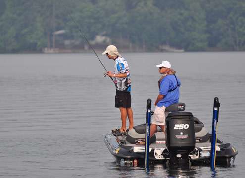 <p>
	Randy Howell peers into the water in the afternoon of Day Two.</p>
