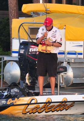 <p>
	Another small bass gets boat-flipped by Smith.</p>
