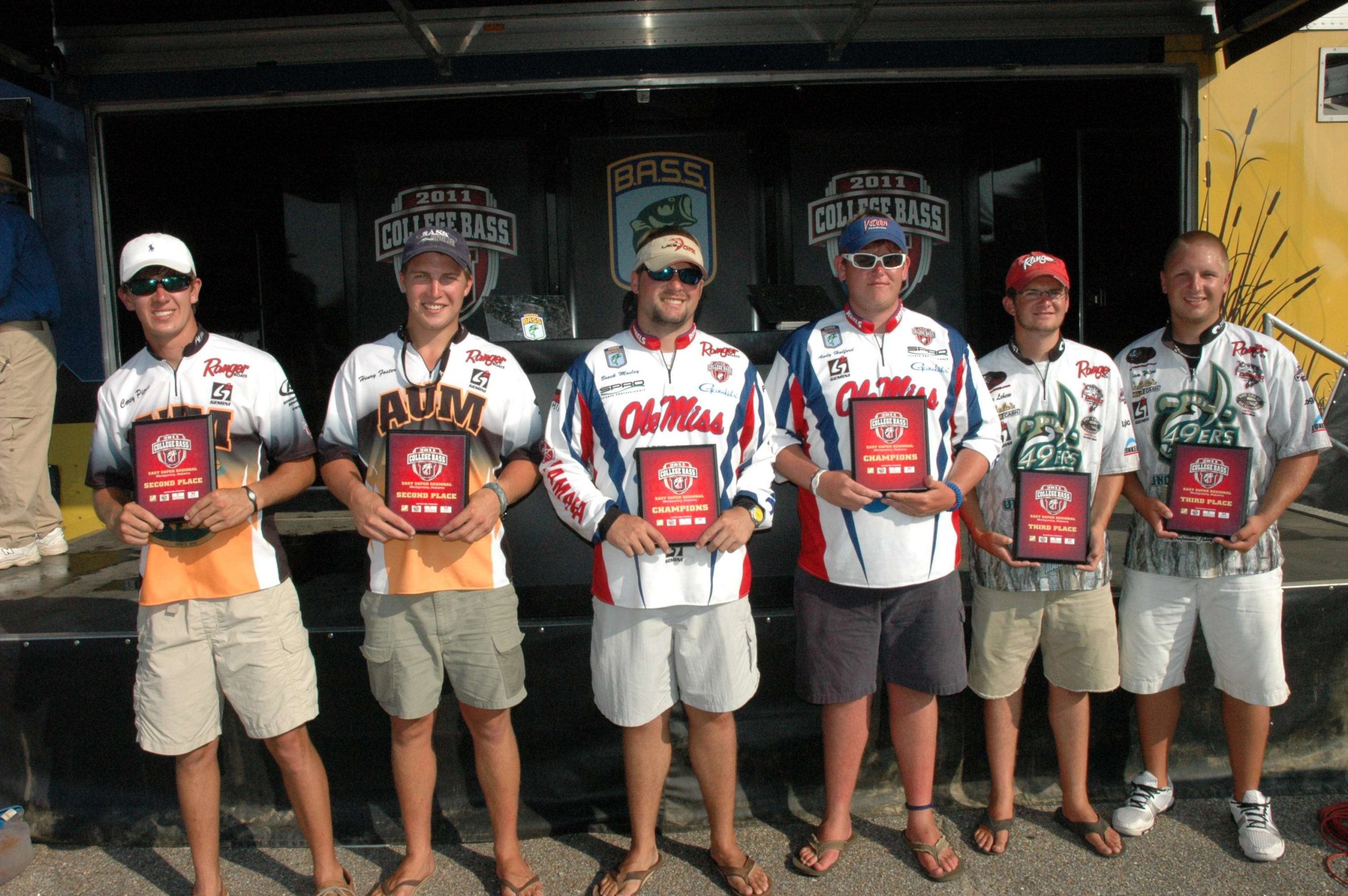 <p>
	The top teams pose with their plaques.</p>
