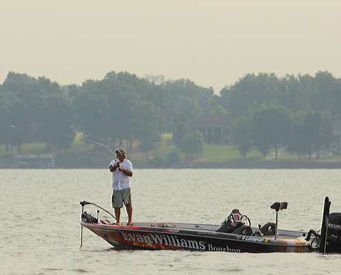 <p>
	Jason Quinn throws out a cast on the main lake.</p>
