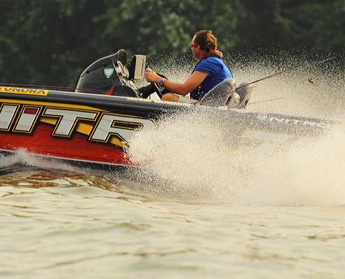<p>
	AOY leader Kevin VanDam makes an appearance on the water.</p>
