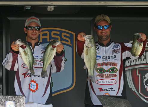 <p>
	Texas A&M team members Stephen Becka and Weston Brown caught 14 pounds, 2 ounces on Day Two and finished second.</p>
