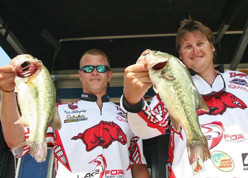 <p>
	University of Arkansas anglers Mook Miller and Kyle Billingsley bagged a 11-pound, 8-ounce limit and sit in fifth place.</p>
