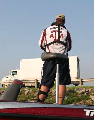 <p>
	Stephen Becka has been fishing with a brace on his left leg all week after having surgery on his torn ACL two weeks earlier.</p>
