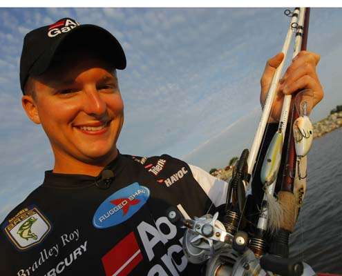 <p>
	 </p>
<p>
	Bradley Roy shows off the lures he plans to use to win the Dixie Duel.</p>
