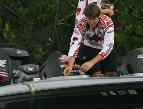 <p>
	Unfortunately for the team from Arkansas, this fish was just a hair short of the line and had to be thrown back.</p>
