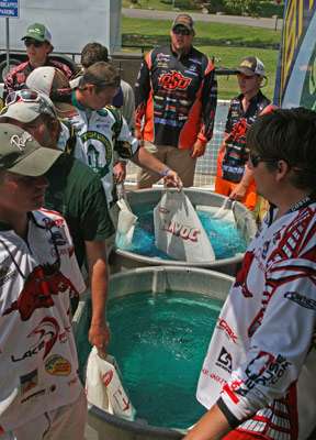<p>
	The team from Arkansas waits at the tanks before hitting the stage on Day Two.</p>
