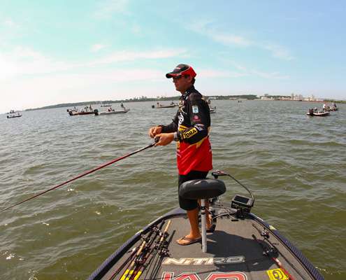 Kevin VanDam had his typical armada of spectator boats following him on Day Three.

