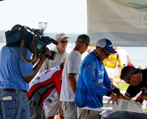 <p>
	Local television cameras recorded the festivities on Day Two of the Bass Pro Shops Southern Open on Douglas Lake.</p>
