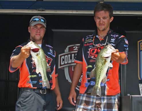 <p>
	Zach Birge and Blake Flurry from Oklahoma State caught a limit weighing 9 pounds, 4 ounces on Friday.</p>
