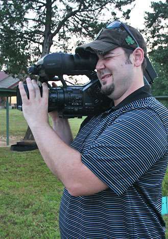 <p>
	Cameraman Jake Kelso records footage for College B.A.S.S. shows to be aired on ESPNU.</p>
