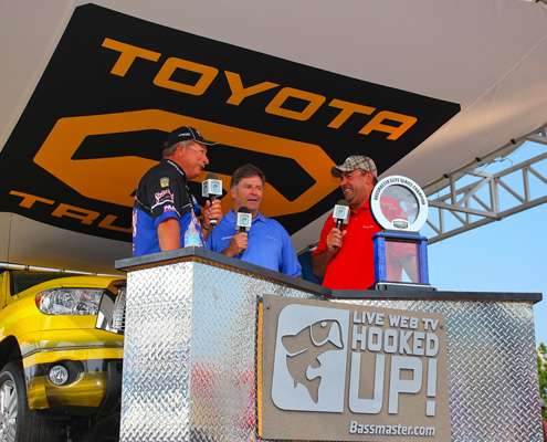 <p>
	 </p>
<p>
	After the final weigh in, Denny Brauer was the guest on a live version of âHooked Upâ on Bassmaster.com. </p>
