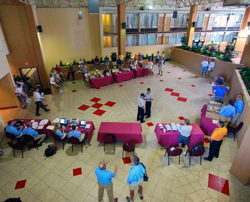 <p> 	Day One Marshals begin to arrive for their meeting and pairings for the final 2011 Elite Series event Lake Wheeler.</p> 