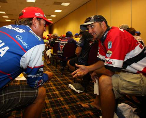 <p> 	Dean Rojas and Marty Robinson discuss their three practice days on Lake Wheeler.</p> 
