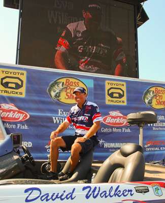 David Walker is pulled to the stage just moments before being crowned champion of the Dixie Duel on Lake Wheeler.
