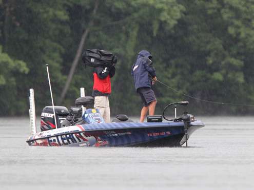 <p>
	Even in the rain David Walker is determined to catch a lunker.</p>
