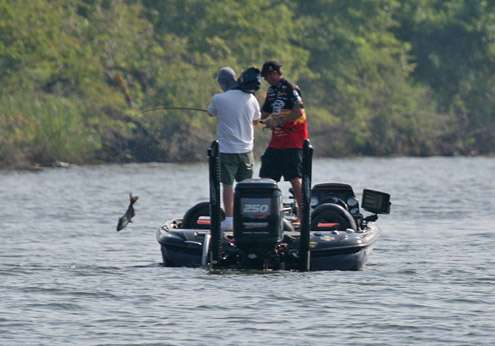 <p>
	Unfortunately, this fish turned out to be a catfish and VanDam tried to shake it off next to the boat.</p>
