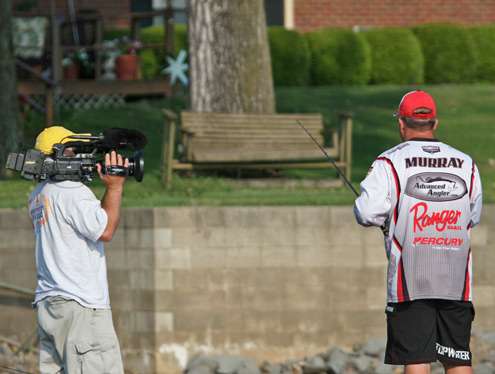 <p>
	An ESPN cameraman films John Murray as he fishes on the Arkansas River.</p>
