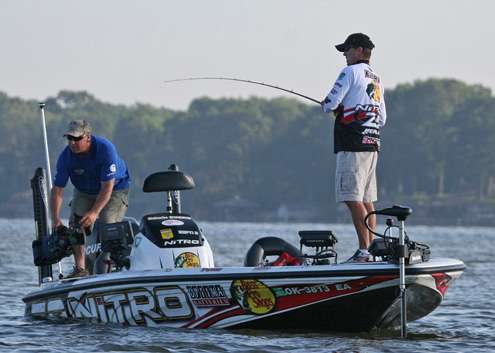 <p>
	On his next cast, Evers sets the hook on another fish as the action was fast and furious to start the day.</p>
