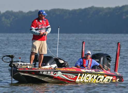 <p>
	Kelly Jordon hooks up with a fish on Day One of the Dixie Duel.</p>
