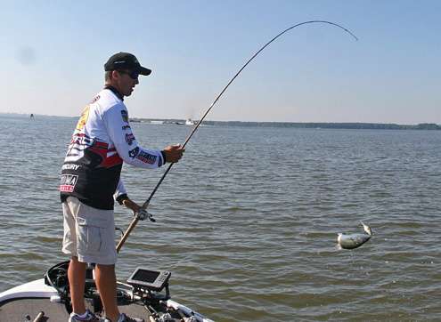 <p>
	That move paid off with a quick largemouth, but not big enough to cull.</p>
