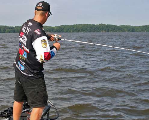 <p>
	 </p>
<p>
	Early on Sunday, Bradley Roy sets the hook on a fish on Wheeler Lake.</p>
