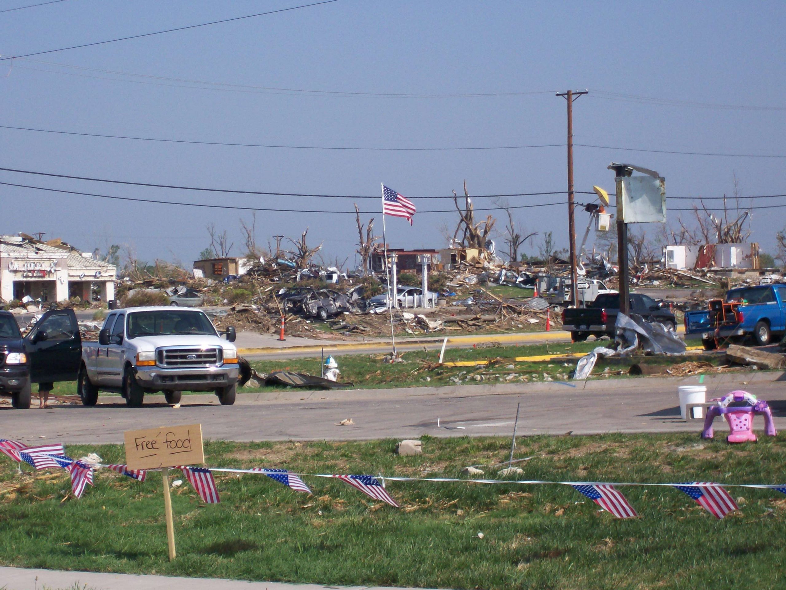 <p>
	A staging area for volunteer clean-up crews.</p>

