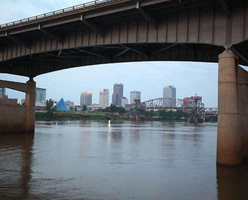 <p>
	A look at downtown Little Rock under the I-30 bridge.</p>
