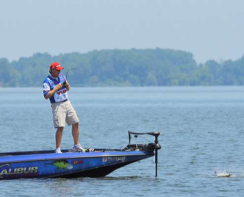 <p>
	 </p>
<p>
	Alton Jones reels one toward the boat.</p>
