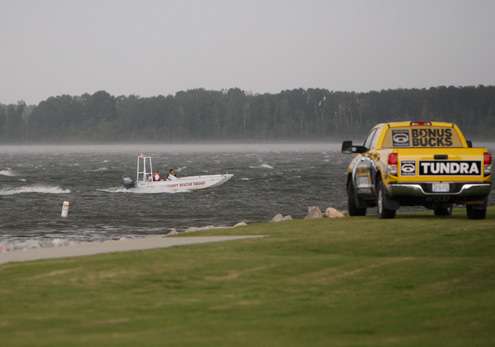 <p>
	 </p>
<p>
	A storm came through the Decatur area just before the Day Three weigh-in.</p>

