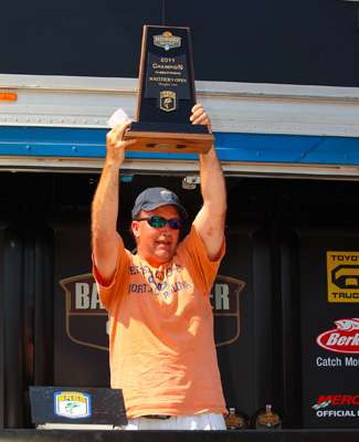 <p>
	Tim Robinson got rather emotional when he learned he had won the co-angler title and boat.</p>
