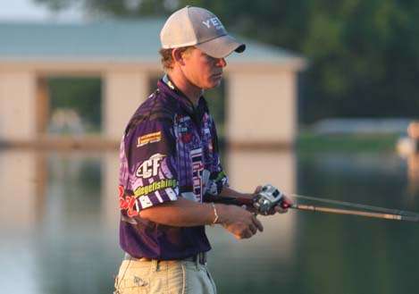 <p>
	 </p>
<p>
	The lake is stocked with tiger bass strain, known for fast growth and fighting aggressively, but neither angler had a keeper bite early.</p>
