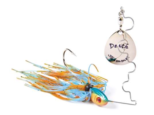 <p>
	<strong>Law Lures: Death Shimmer 2</strong></p>
<p>
	What at first may look like a mangled spinnerbait arm is actually a strategically offset arm on the Death Shimmer 2. The manufacturer says the arm creates an enormous amount of drag as the lure comes through the water, causing a shimmer/vibration.</p>
