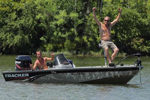 <p>
	 </p>
<p>
	A spectator boat lets out a cheer as they watch their favorite anglers at Toyota Trucks All-Star Week.</p>
