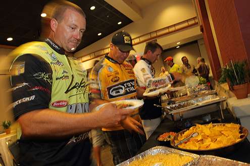 <p>
	 </p>
<p>
	Skeet Reese fills up on some catered Mexican food on Thursday.</p>
