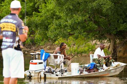 <p>
	Gerald Swindle got to his spot from Friday, only to find it filled with local anglers.</p>
