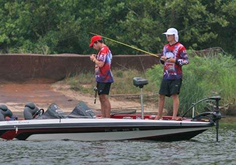 <p>
	 </p>
<p>
	South Alabama Taylor Ramey and Chase Lee fish along an old barge wreck.</p>
