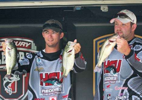 <p>
	 </p>
<p>
	Henderson State anglers Roger Kellar and Matt Harper stand in 11<sup>th</sup> with three fish for 6-0.</p>
