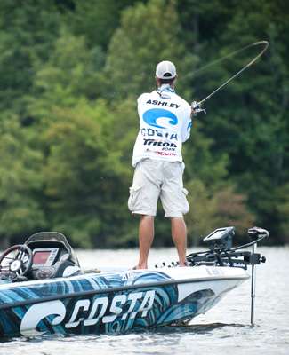 <p>
	 </p>
<p>
	Ashley casts in hopes of catching another bass late in the day.</p>
