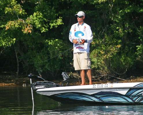 <p>
	 </p>
<p>
	Casey Ashley fishes a shallow backwater during the semifinals of the Evan Williams Bourbon All-Star Championship.</p>

