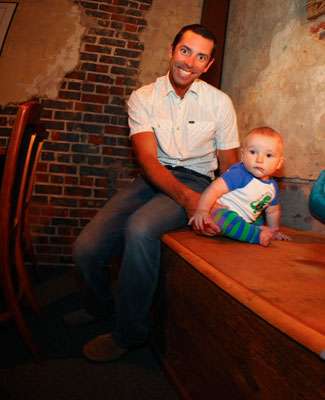 <p> 	Mike Iaconelli enjoyed the company of his son Vegas at dinner. </p> 