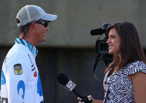 <p>
	Casey Ashley does an early interview for the local news.</p>
