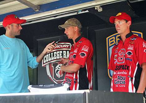 <p>
	North Carolina State anglers Chris Wood and Josh Hooks had a chance after weighing 10-4 on Day One but only came in with 4-14 Friday to finish seventh.</p>
