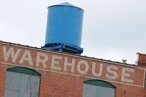 <p>
	 </p>
<p>
	Throughout the downtown area you will see many water towers preserved from earlier days. This particular blue waterpower sits atop the historic Bishop-Parker building.</p>
