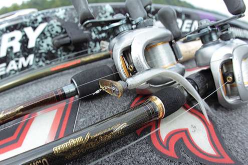 Martens' signature Shaky Fish lure is ready on deck.
