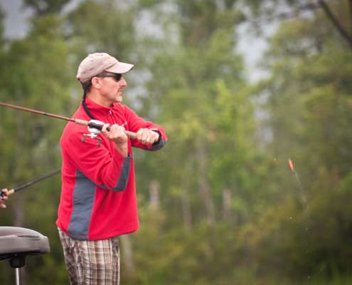 Paul Pagnato casts in the early morning of Day 2 of the Bass Pro Shops Northern Open.
